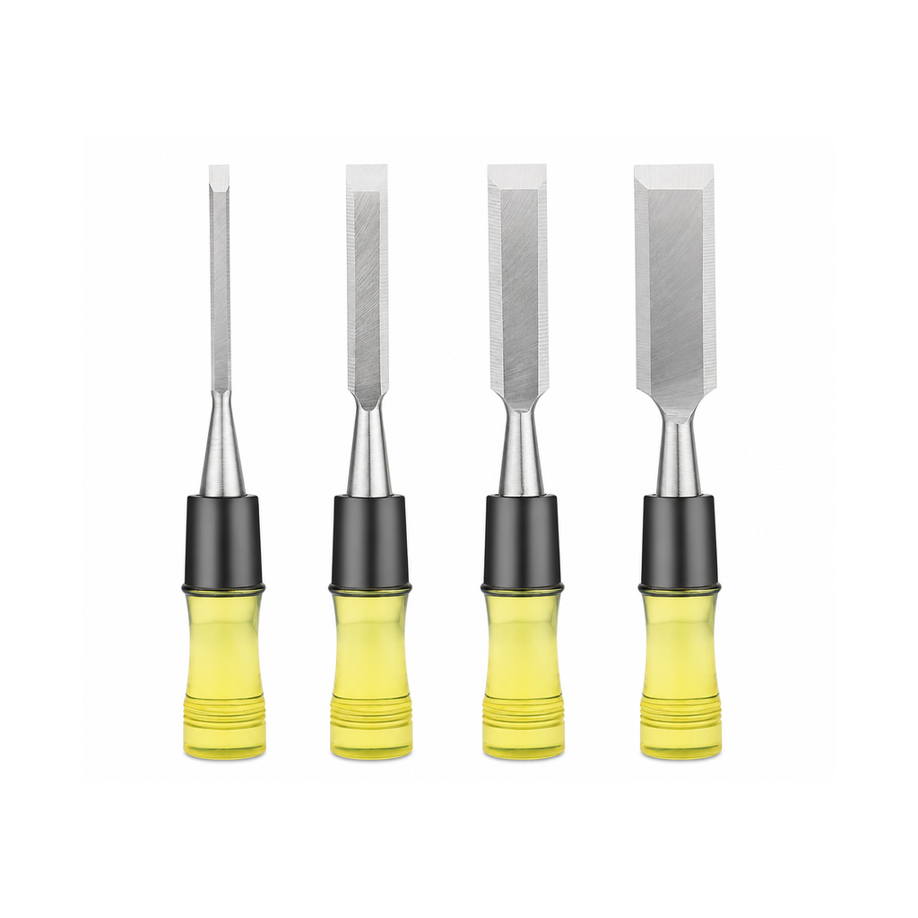 CR-V Steel Bevel-Edge Chisel Set with Safety Caps