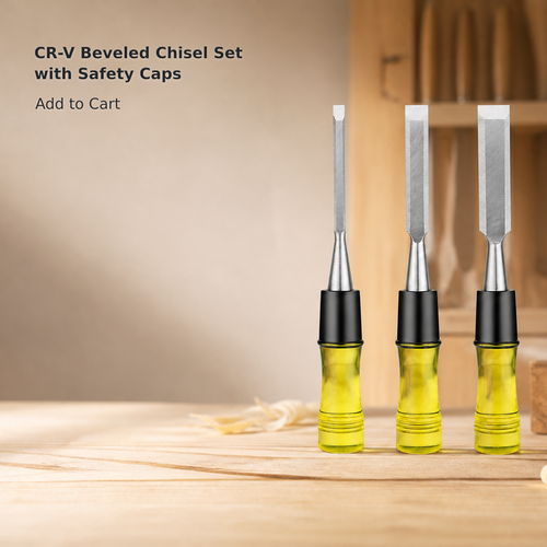 CR-V Steel Bevel-Edge Chisel Set with Safety Caps