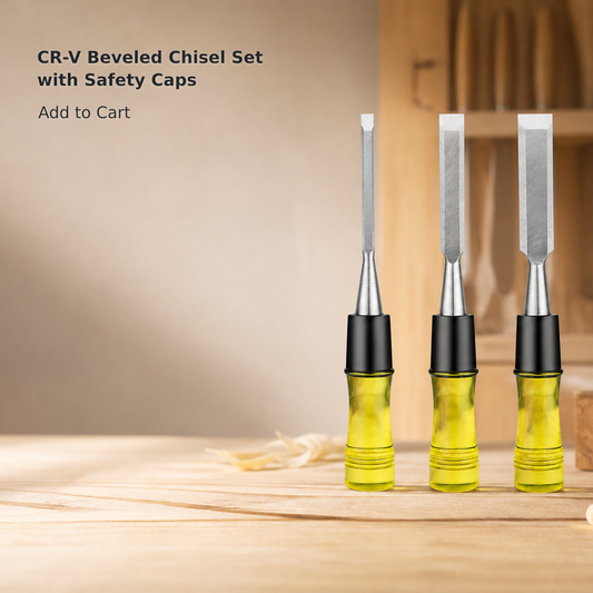 CR-V Steel Bevel-Edge Chisel Set with Safety Caps